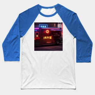 Cyberpunk Tokyo Ramen Food Truck Baseball T-Shirt